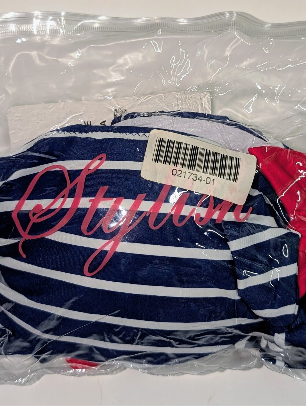 NWT STYLISH Nautical Striped Bikini White Blue Red Bow Low Rise Swimsuit Lg&Med - Picture 5 of 13